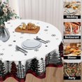 thumbnail image 3 of Christmas Round Tablecloth 60 Inch Winter Christmas Trees Snowflake Black and Red Buffalo Plaid Table Cloth Christmas Holiday Polyester Circle Table Cover for Dining Room Home Decor, 3 of 7