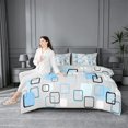 thumbnail image 5 of meiyoeat Abstract Geometric Plaid 7pcs Queen Bedding For Kids,Modern 3D Grid Print Bedding Comforter Set Queen For Adults,Light Gray Reversible, 5 of 7