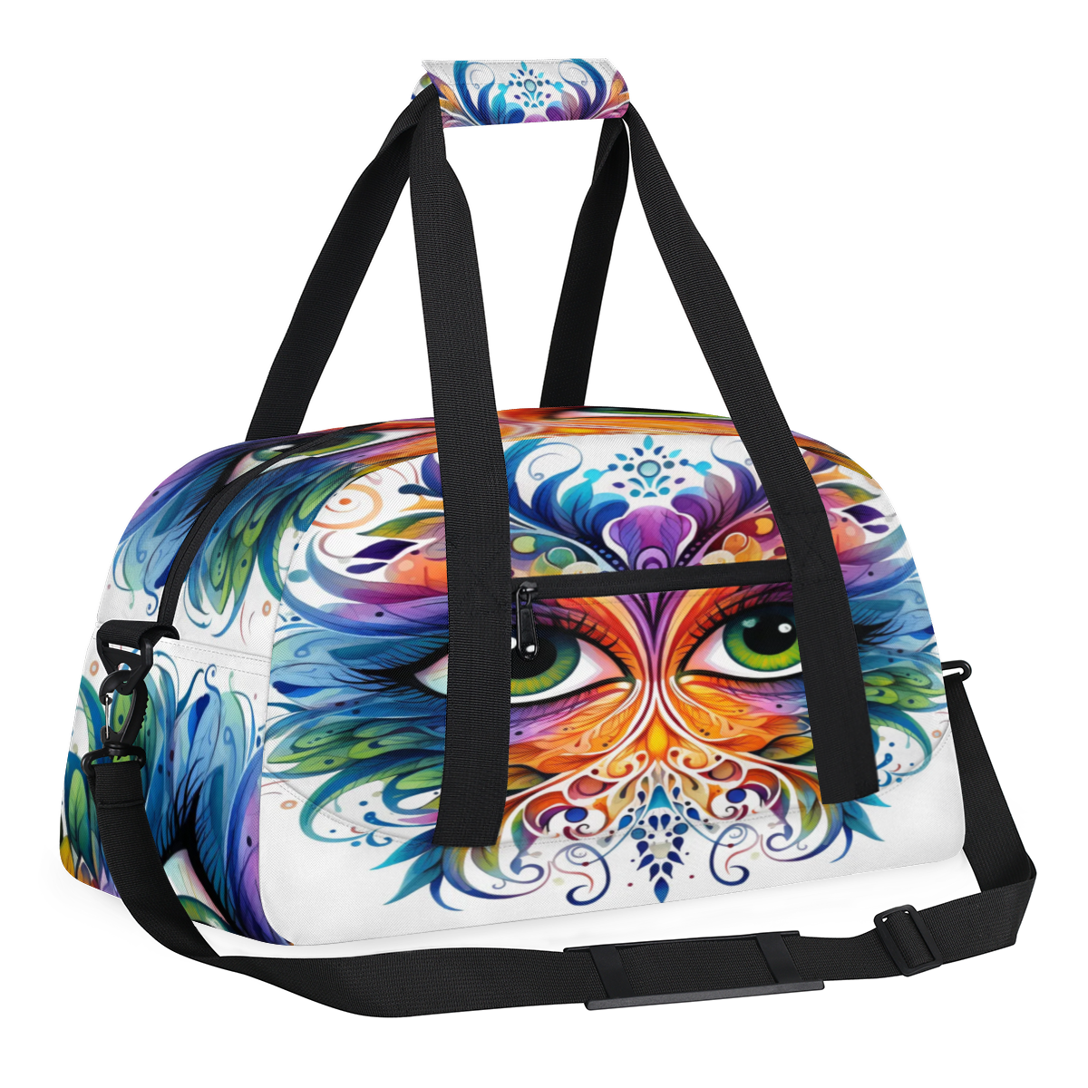 Herdesigns Mardi Gras Sports Duffle Bag for Women & Men, Festival Masquerade Party Gym Bag Dance Bag Overnight Bag Carry On Weekender Travel Bag
