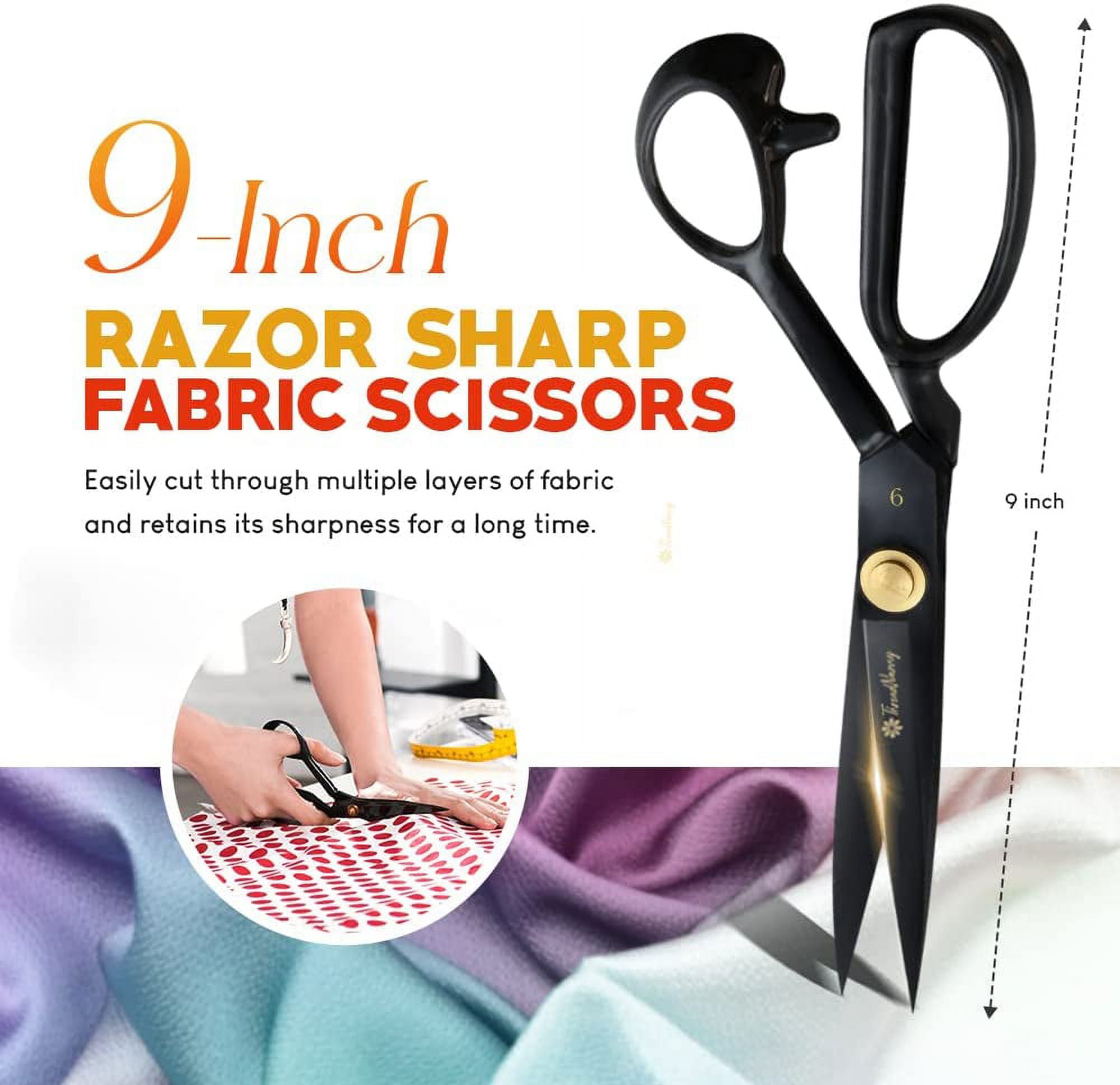  Zimpty Professional Tailor Scissors 9 Inch for Cutting Fabric  Heavy Duty Scissors for Leather Cutting Industrial Sharp Sewing Shears for  Home Office Artists Dressmakers : Arts, Crafts & Sewing