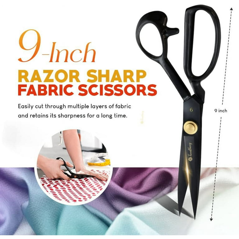 BIHRTC Fabric Scissors Professional 9 inch Heavy Duty Scissors Dressmaking  Tailor Scissors U Shape Yarn Thread Cutter Ripper Sewing Shears Scissor for