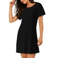 thumbnail image 2 of Kdxio Black Marble Pattern Womens Short Sleeve Sleepshirt Scoopneck Cute Nightdress Ruffle Comfy Nightgown, 2 of 6
