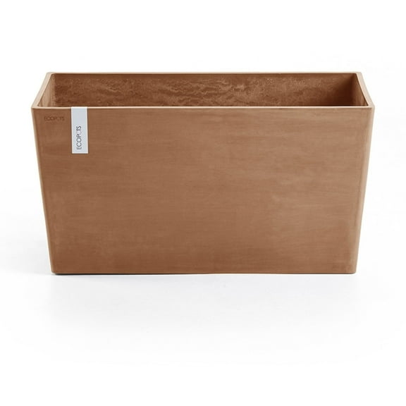 Ecopots Paris Durable Modern Rectangular Indoor/Outdoor Recycled Based Composite Flower Planter, Terracotta Color, 23.5"