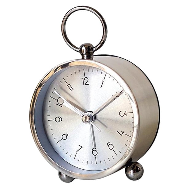 Reloj despertador para de 3,5 pulgadas, reloj de de escritorio para dormitorio de estudiantes, decoración Plata Soledad Despertador de carcasa de aluminio