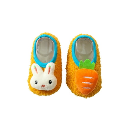 

Woobling Boys Girls Ankle Socks Soft Sole Floor Slippers Prewalker Sock Shoes Indoor Crib Shoe Comfort Trainers Plush Lined Lightweight Yellow Rabbit 11C