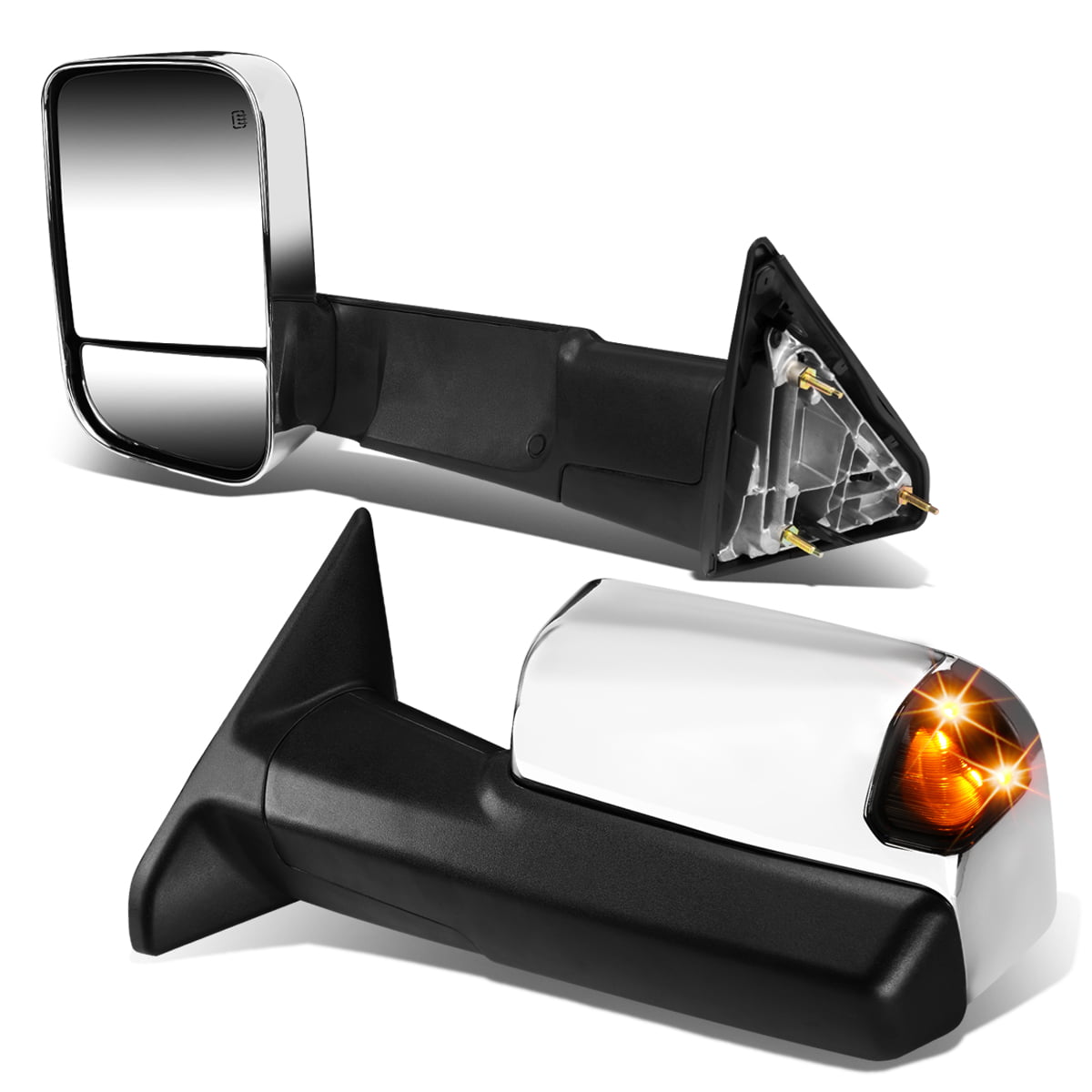 DNA Motoring TWM-013-T999-CH-SM Pair of Towing Side Mirrors Driver & Passenger Sides ,Chrome Housing/ Smoke Lens 