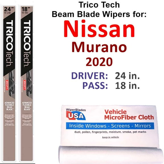 Beam Blade Wipers (Set of 2) compatible with 2020 Nissan Murano