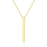 ChicSilver Vertical Bar Necklace 18K Gold Plated Sterling Silver Y Style Simple Fashion Pendant Necklace, Rolo Chain 18"
