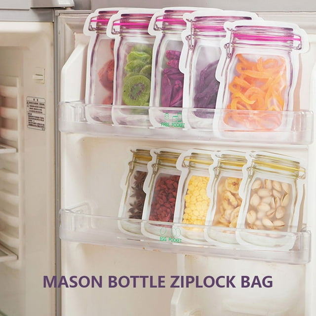 20pcs Mason Jar Bags 3 Size Zip Lock Food Storage Bags Reusable Food Saver Bags for Food Sandwich Baking Biscuits Sweets Snack Bag