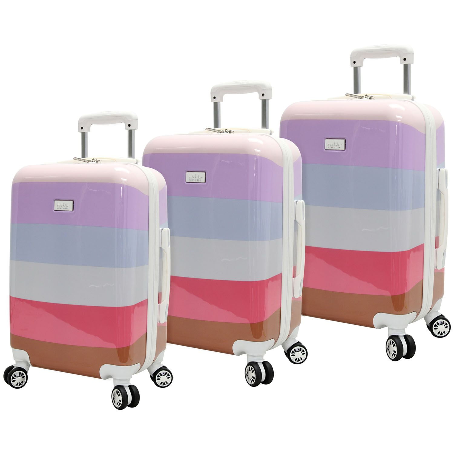 Purple Nicole Miller Collection 4-Piece Luggage Set: 28 20 Spinners and Shopper Tote 24