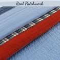 thumbnail image 4 of Navy Red Denim Plaid Real Patchwork Cotton Reversible Quilt Bedding Set, 4 of 10