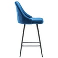 thumbnail image 4 of TWO - Chacha Velvet Blue barstools Upholstered Modern Counter height Stool Bar Chairs Set of 2, 4 of 6