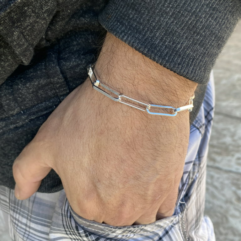 Real Solid 925 Sterling Silver Paperclip Bracelet