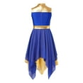 thumbnail image 2 of Sxiwei Kids Girls Asymmetrical Praise Dance Dress Tunic Lyrical Liturgical Worship Celebration Royal Blue 8, 2 of 7
