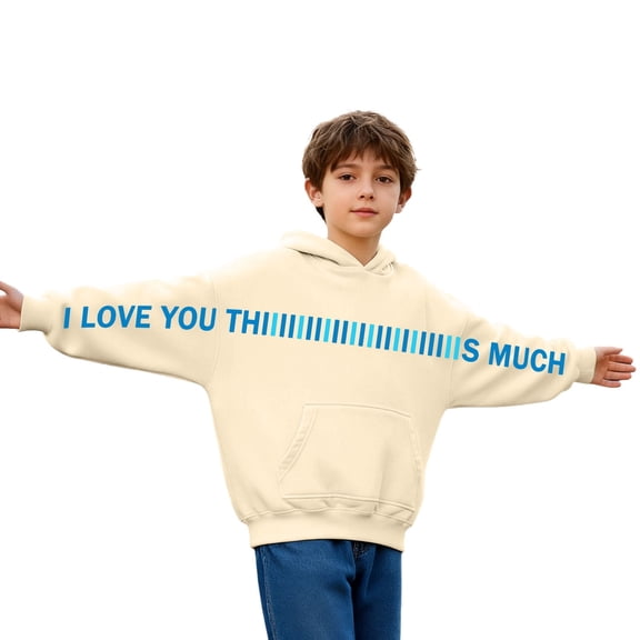 MuXiKeJi Clothes Kids Secret Message Hoodie I Love You Thiiiiiis Much Valentines Sweatshirt Letter Graphic Pullover Top for Boys Girls