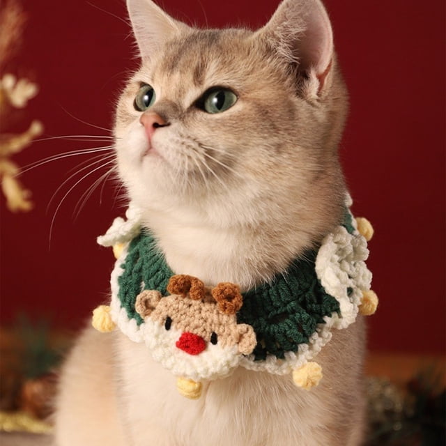 Christmas Pet Neck Ornaments Dog Wool Decoration Scarf Collar Hand Woven