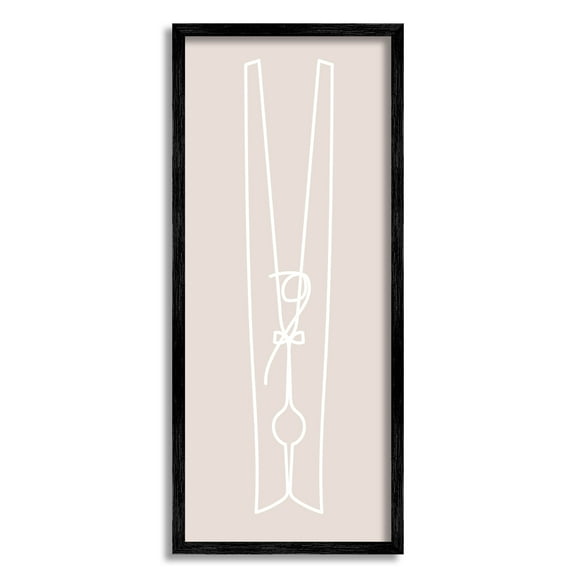 Stupell Industries Minimal Clothespin Doodle Abstract Painting Black Framed Art Print Wall Art, 10 x 24