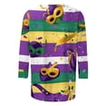 thumbnail image 4 of TIMIFIS Hauts à Manches 3/4 pour Femmes Décontracté Ample Mardi Gras Imprimé Col Rond T-Shirt Chandail Tops de Fête, 4 of 5