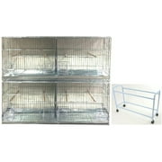 EXTRA LARGE Combo-2 of Galvanized Steel Plated Stack & Lock Double Breeding Breeder Flight Bird Cage Center Dividers Side Breeding Nest Doors With Rolling Stand