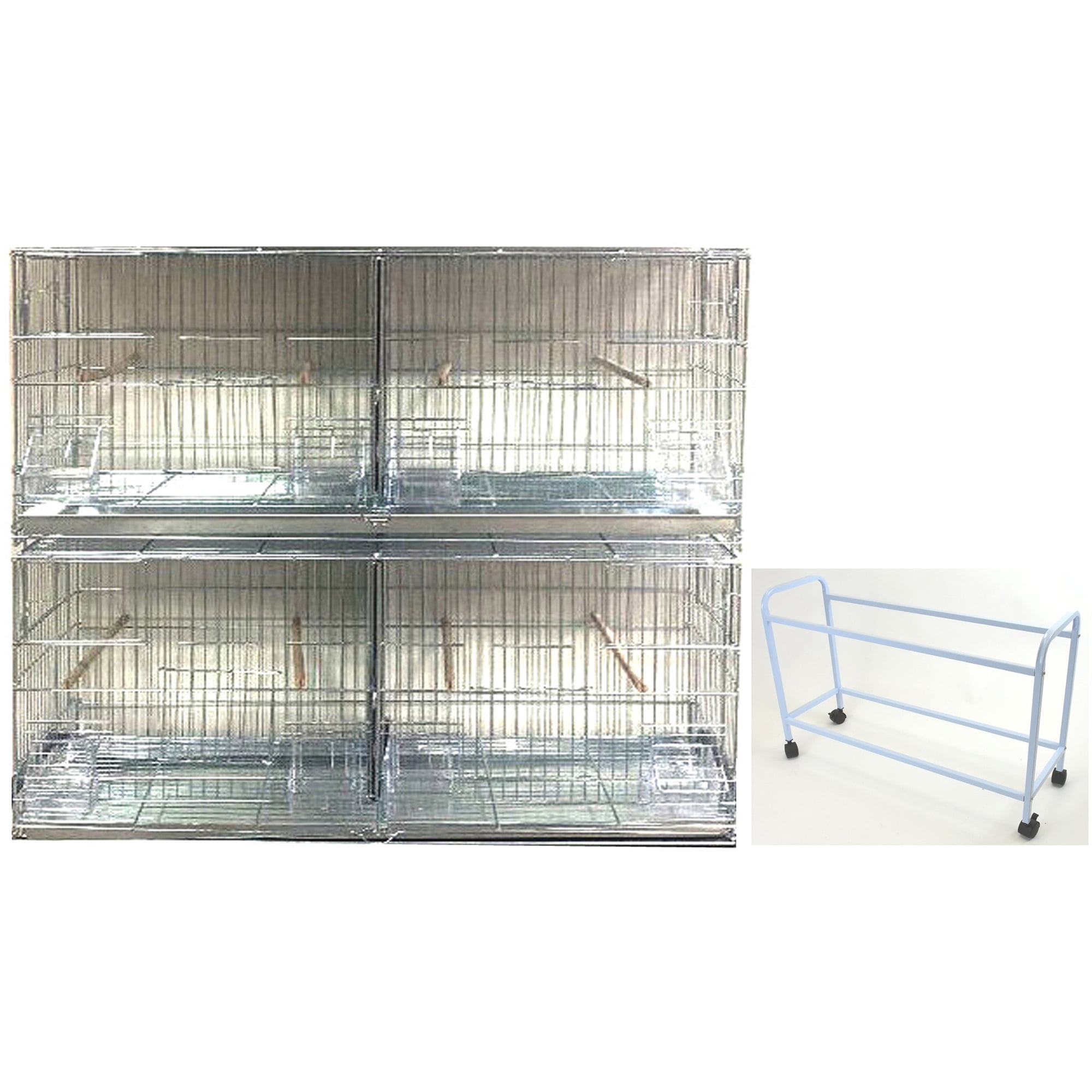 EXTRA LARGE Combo-2 of Galvanized Steel Plated Stack & Lock Double Breeding Breeder Flight Bird Cage Center Dividers Side Breeding Nest Doors With Rolling Stand