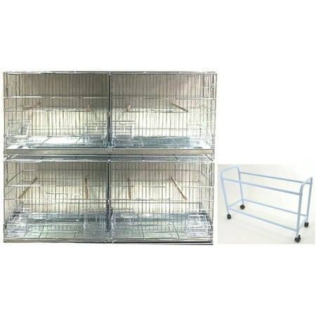 EXTRA LARGE Combo-2 of Galvanized Steel Plated Stack & Lock Double Breeding Breeder Flight Bird Cage Center Dividers Side Breeding Nest Doors With Rolling Stand