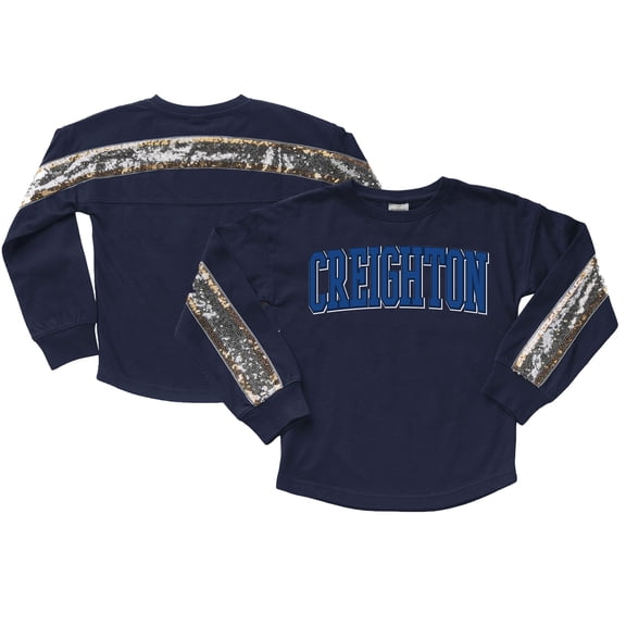 Girls Youth Gameday Couture  Navy Creighton Bluejays Guess Who's Back Long Sleeve T-Shirt