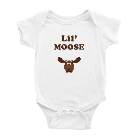 

Cute Baby Bodysuit Lil Moose Animal Funny Boy & Gril Romper (White 12-18 Months)