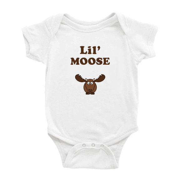 Cute Baby Bodysuit Lil' Moose Animal Funny Boy & Gril Romper (White, 18-24 Months)