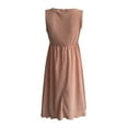 thumbnail image 4 of LOVZFMLL Robes d'Été pour Femmes Couleur Unie Mode Décontractée Col Montant Sans Manches Robe Col Rond, 4 of 4