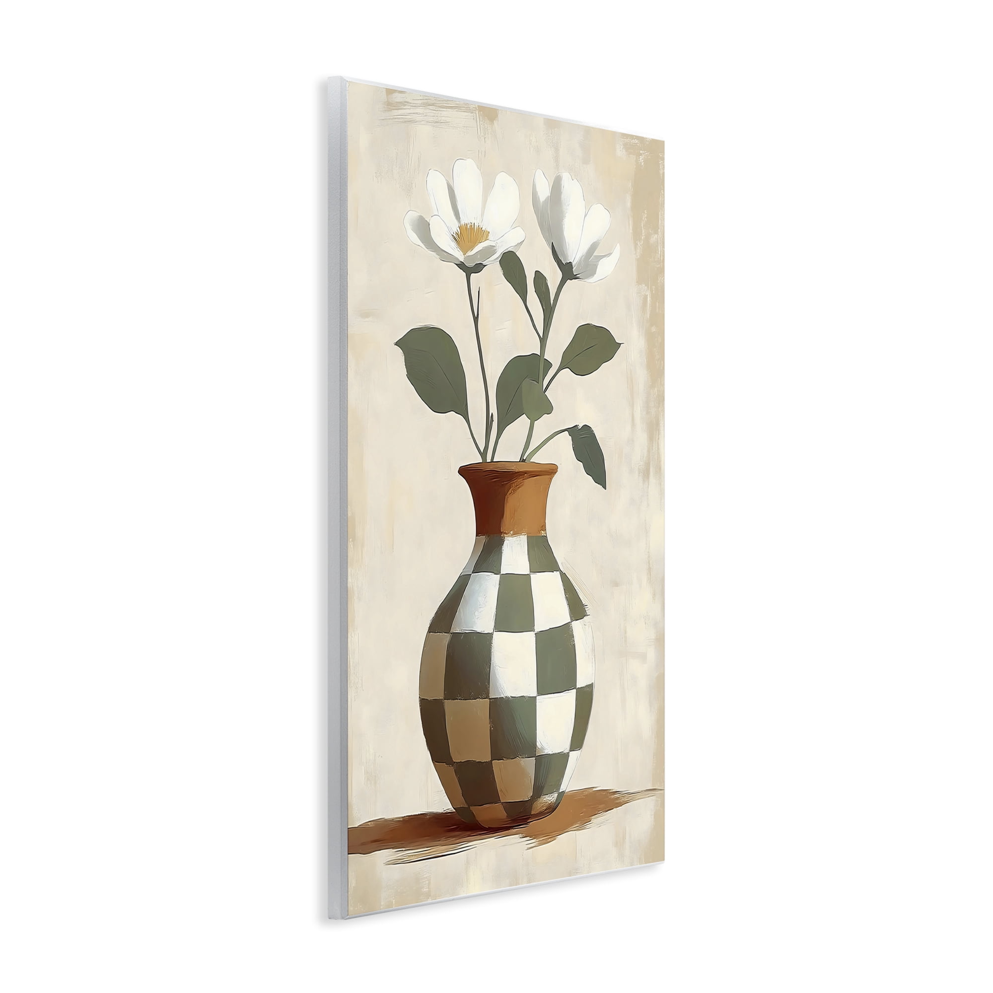 Stupell Industries Checkboard Green Flower Vase Wall Plaque Art, design by Creative Studio