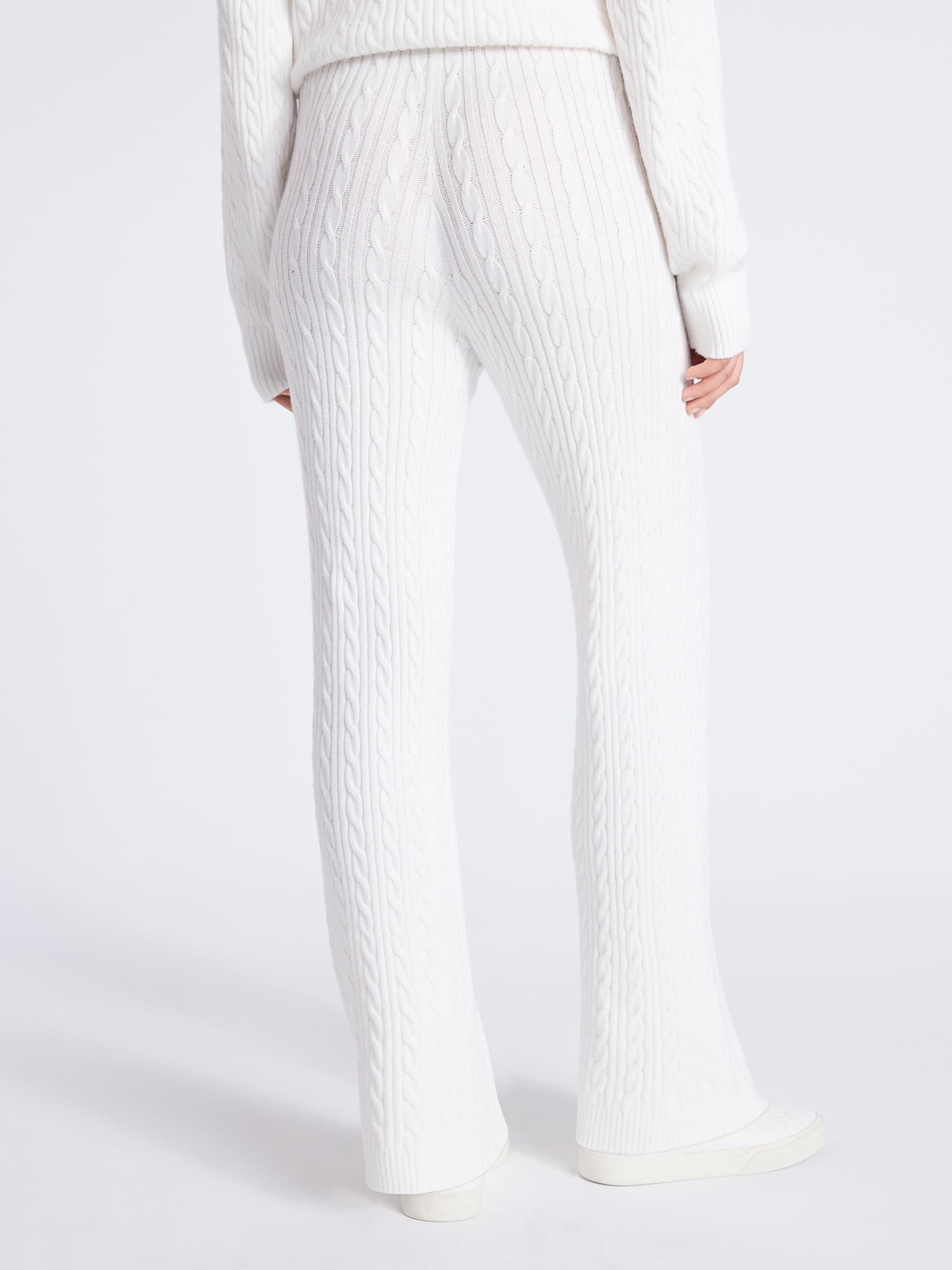 Free Assembly Women's Cozy Yarn Wide Leg Cable Knit Sweater Pants, Size XS-XXL