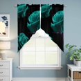 thumbnail image 6 of Teal Blue Rose Kitchen Window Curtains, Swag Curtains Valance for Bedroom Living Room Bathroom, Vintage Abstract Garden Flower Floral Black Rod Pocket Window Curtain Block Drapes 2 Panels 36"x45", 6 of 9