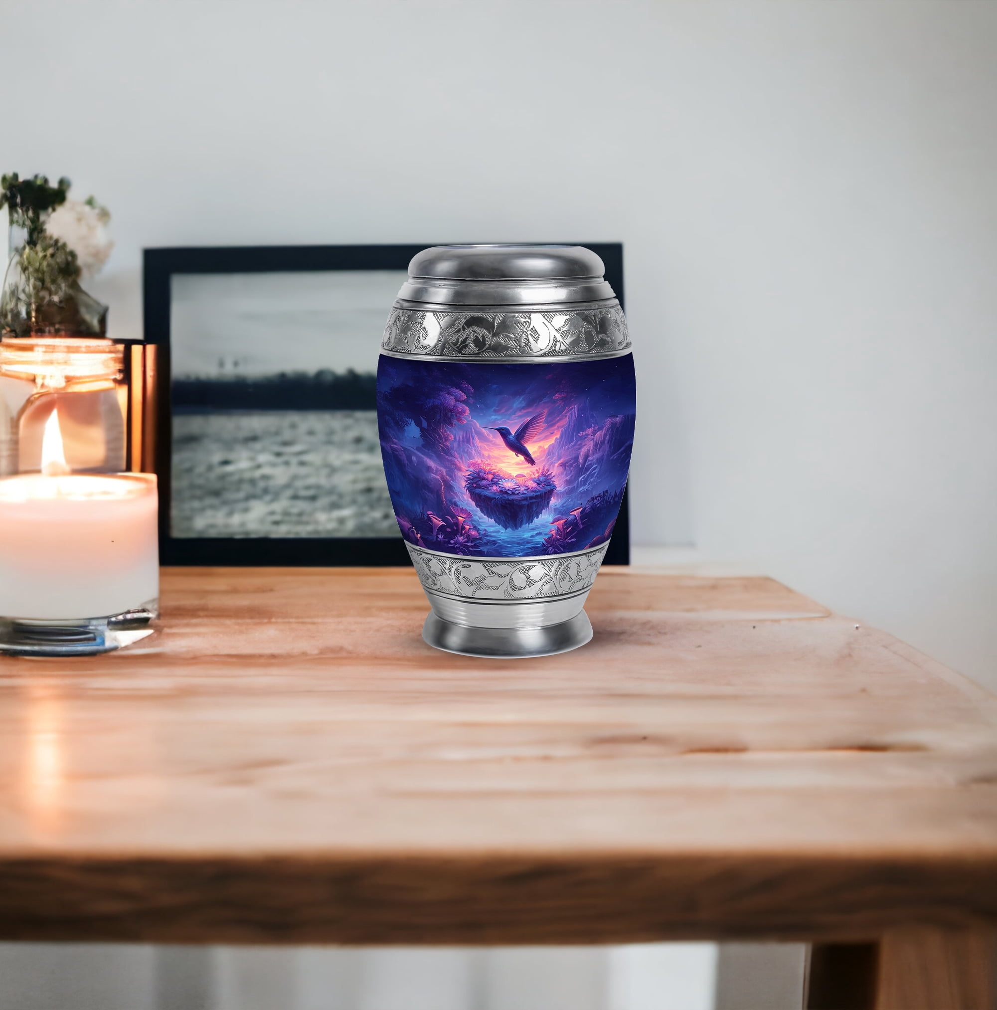 Humming Bird Funeral Urns For Adult For Man, Flowers Keepsake Memorial Urn For Human Ashes Adult Male, Pink Cremation Urns For Human Ashes, Purple Urn For Cremated Remains 3 Inch