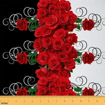 Feelyou 3D Red Rose Fabric by the Yard 2 Yards, Romantic Anniversary Home Decor Fabric by the Yard, Couple Lover Female Male Sewing Fabric, Super Cozy Room Decor