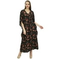thumbnail image 1 of Bimba Women's Casual Drawstring Waist Nightwear Kaftan Black Evening Dress-4, 1 of 5