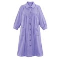 thumbnail image 1 of Women'S Plush Fleece Button Front Robe With Pockets, Collar, Lavender, Medium, 1 of 3