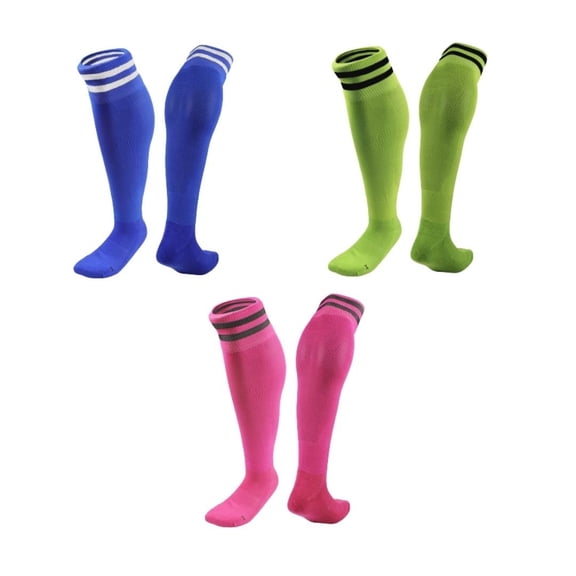 Lian LifeStyle 3 Pairs Knee High Sports Socks for Soccer, Softball, Baseball, Soccer, and Many Other Sports XL002 Size S Blue,Green,Rose