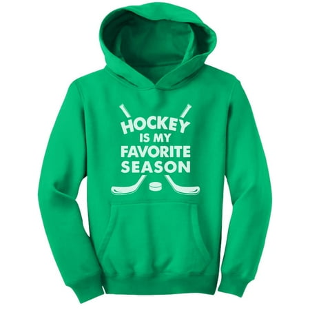 

Hockey Season Pullover Kids Hoodie - Perfect Gift for Young Hockey Lovers - Quality Cozy Fleece Pullover - Athletic-Inspired Apparel - Boys and Girls Sporty Gray Hoodie - Large Green