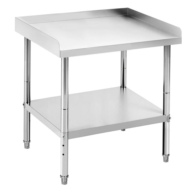 BeesClover Table de Support de Gril en Acier Inoxydable, Table de Travail Certifiée NSF avec Pieds Ajustables, Capacité de 400 Lb, Baffle de Bord de 2 Pouces, Support d'Équipement pour Restaurant Commercial, Hôtel
