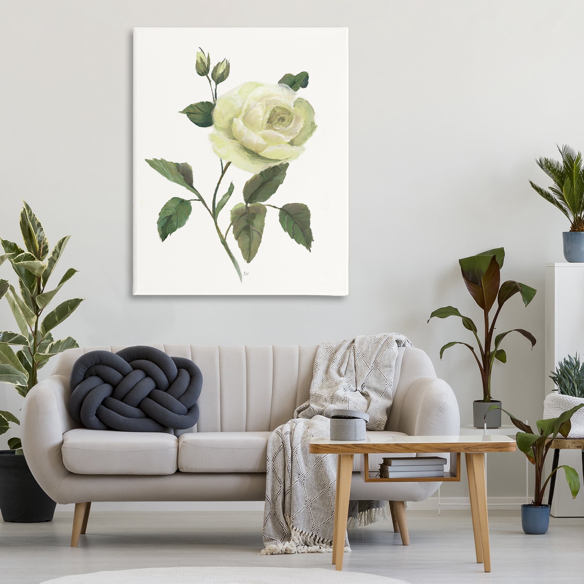 Stupell Industries Cream Garden Rose with Buds Canvas Wall Art, design by Nan