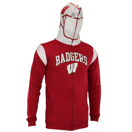 NCAA Youth Wisconsin Badgers Full Zip Helmet Masked Hoodie, Red