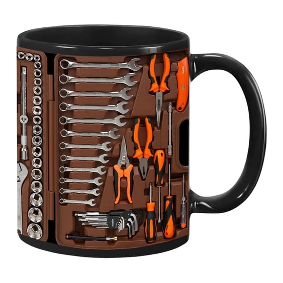 Black Creative Toolbox Design Mug Cup 3D Mechanical Engineer Theme Coffee Gift Set Birthday Present Model A Ceramic