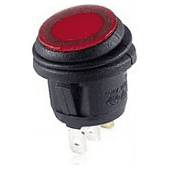 NTE Electronics 54-527W SPST Waterproof Round Illuminated Rocker Switch With Red LED