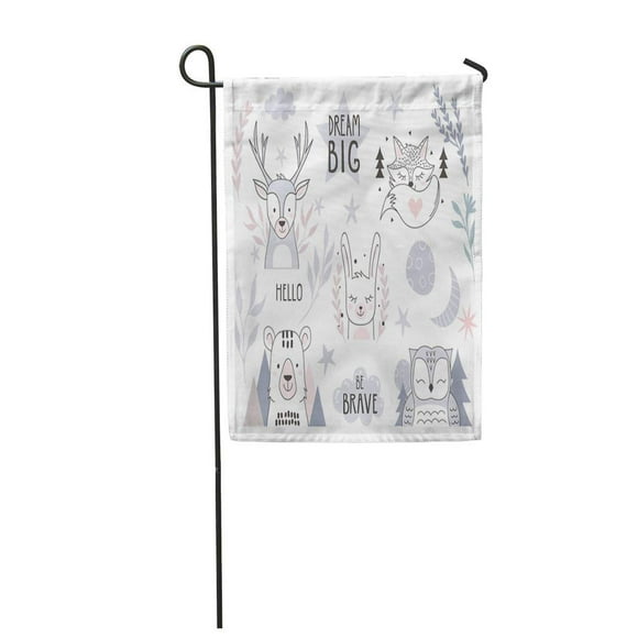 POGLIP Scandinavian Style Design for Nursery Forest Collection with Lettering Garden Flag Decorative Flag House Banner 28x40 inch