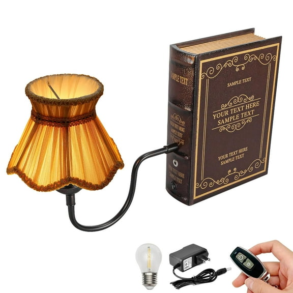 Kiven Cordless Bookshelf Lamp, 1-Light Rechargeable Bookcase Lighting with White Fabric Lampshade, Farmhouse Decorative Bookend, Cordless Table Lamp for Bedside Bookshelf Home Decor DZ00329-802