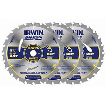Marathon Circular Saw Blades, 7.25", 3 PK., Irwin, 2002791