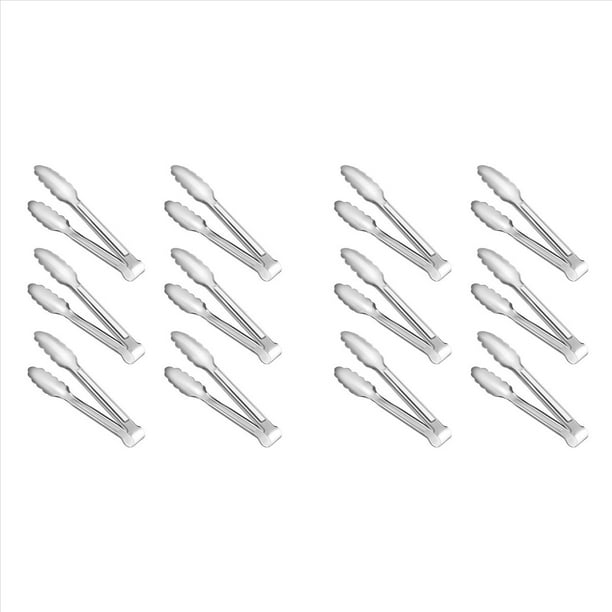 Paquete de 12 Pinzas para Servir Pinzas de Cocina, Pinzas para Buffet, Pinzas para Servir Alimentos de Acero Inoxidable 304, Pinzas Pequeñas, Plateadas de 7 Pulgadas