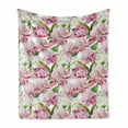 thumbnail image 1 of Floral Soft Flannel Fleece Throw Blanket, Watercolor Style Blush Toned Flowers and Leaves Bouquet Spring Design Print, Cozy Plush for Indoor and Outdoor Use, 60" x 80", White Multicolor, by Ambesonne, 1 of 5