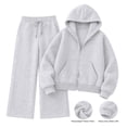 thumbnail image 2 of SUNBS Women's Sweatsuits 2 Piece Outfits for Women Two Way Zipper Jacket Hoodies Fall Oversized Loungewear Sets with Wide Baggy Leg Sweatpants with Pockets, 2 of 8