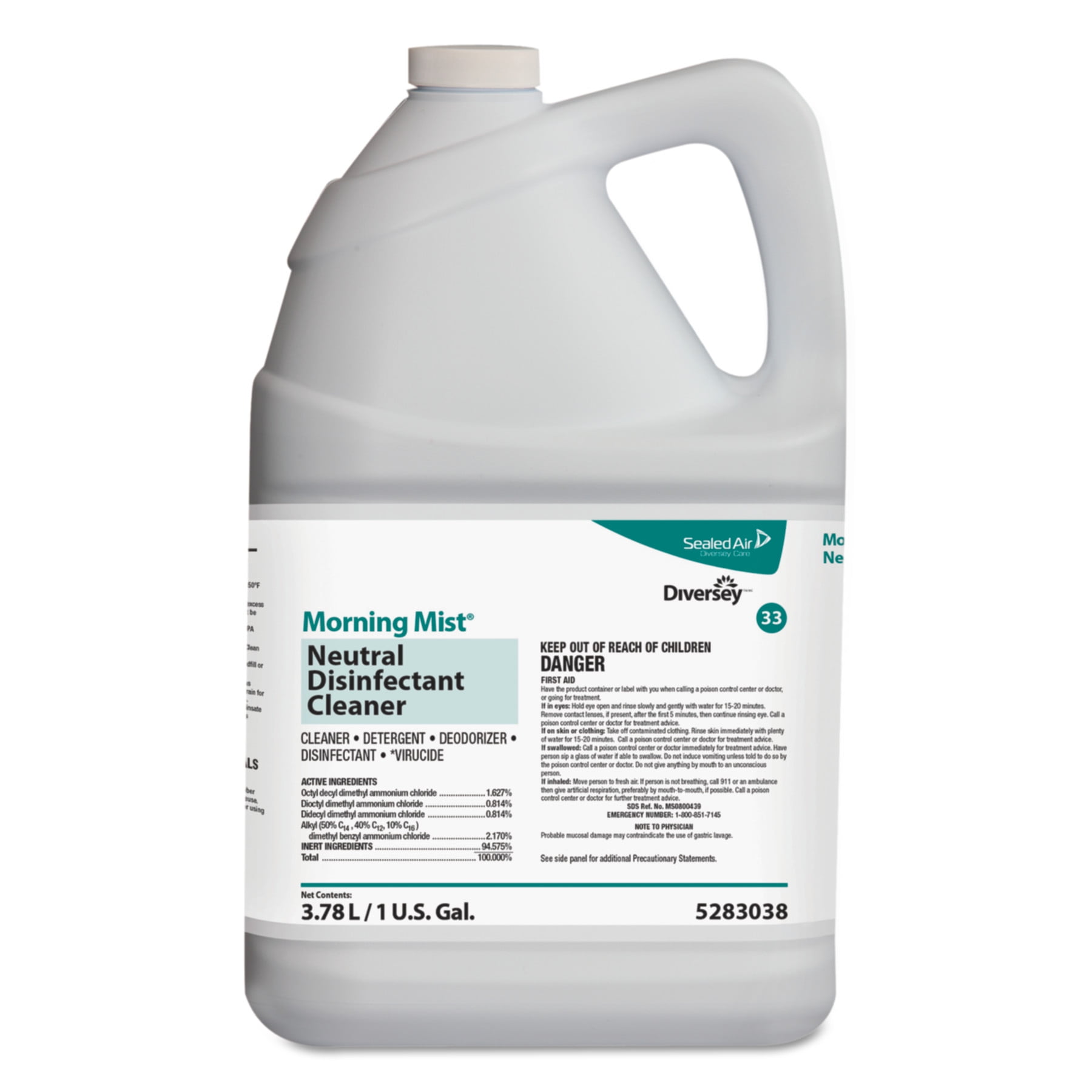 Diversey Morning Mist Neutral Disinfectant Cleaner, Fresh Scent, 1gal